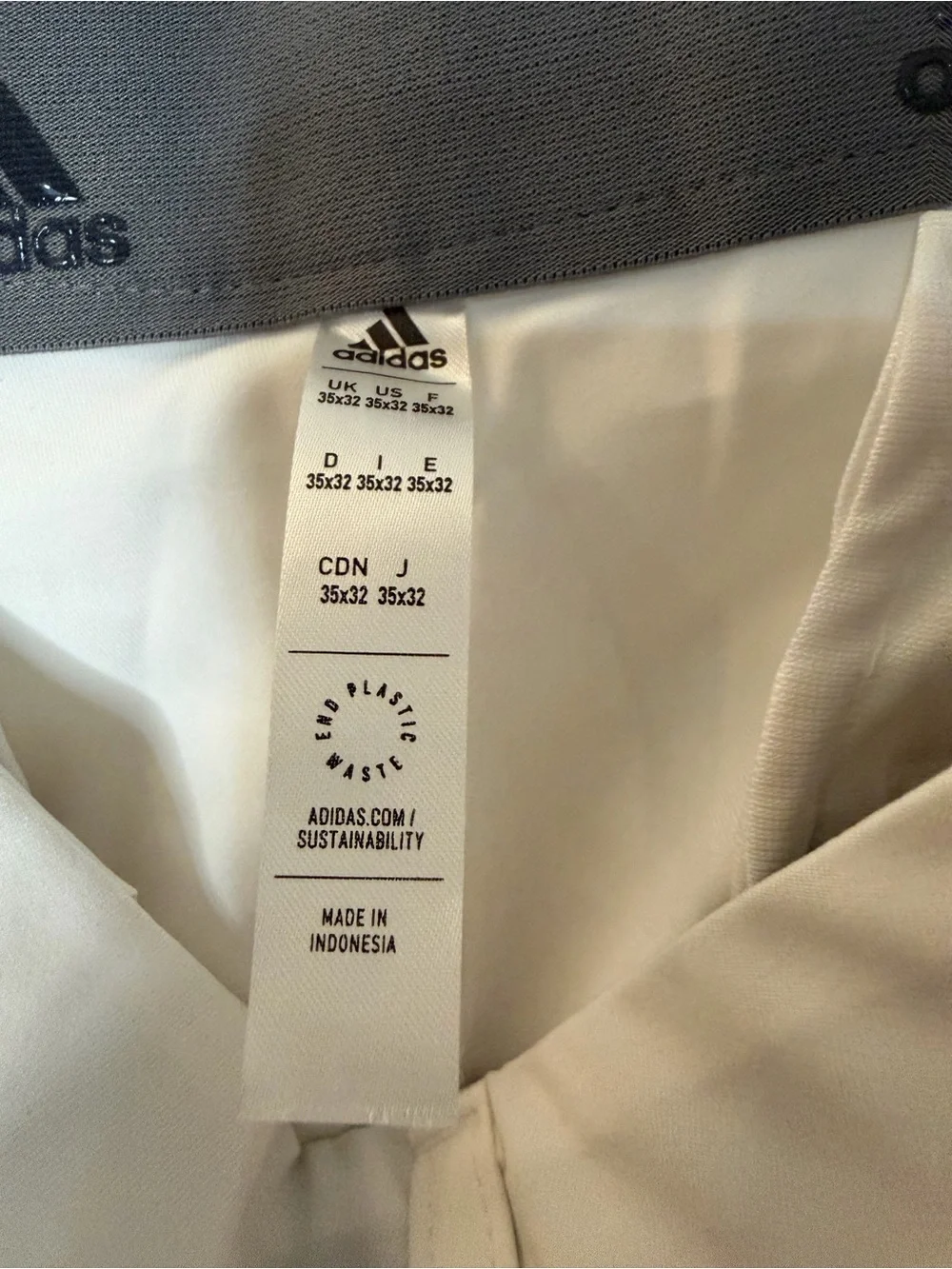 adidas Golf Men’s White Flat Front Slim Tapered Pants 35x32 HA6204